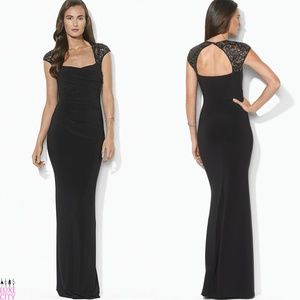 RL Embellished Open Back Black Evening Gown NWT